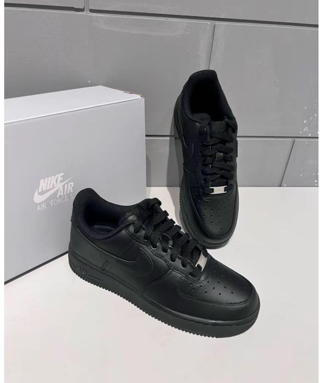 NIKE Черные кожаные низкие кроссовки / кеды, фото 5