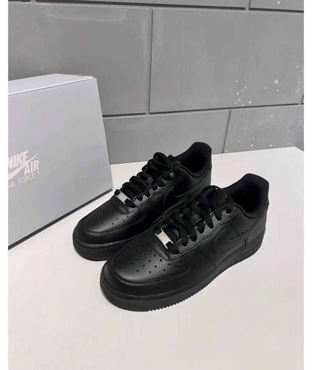 NIKE Черные кожаные низкие кроссовки / кеды, фото 7