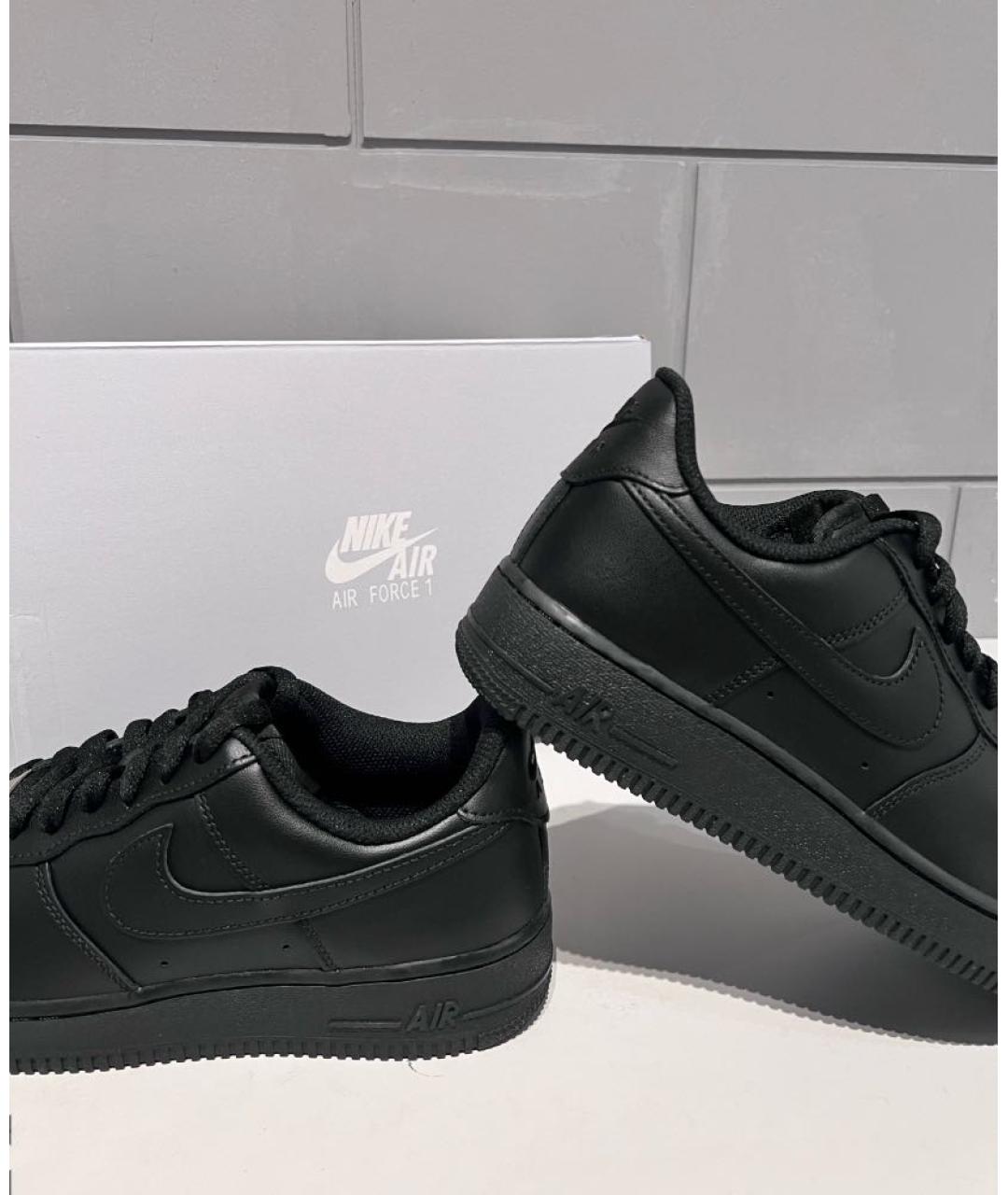 NIKE Черные кожаные низкие кроссовки / кеды, фото 6