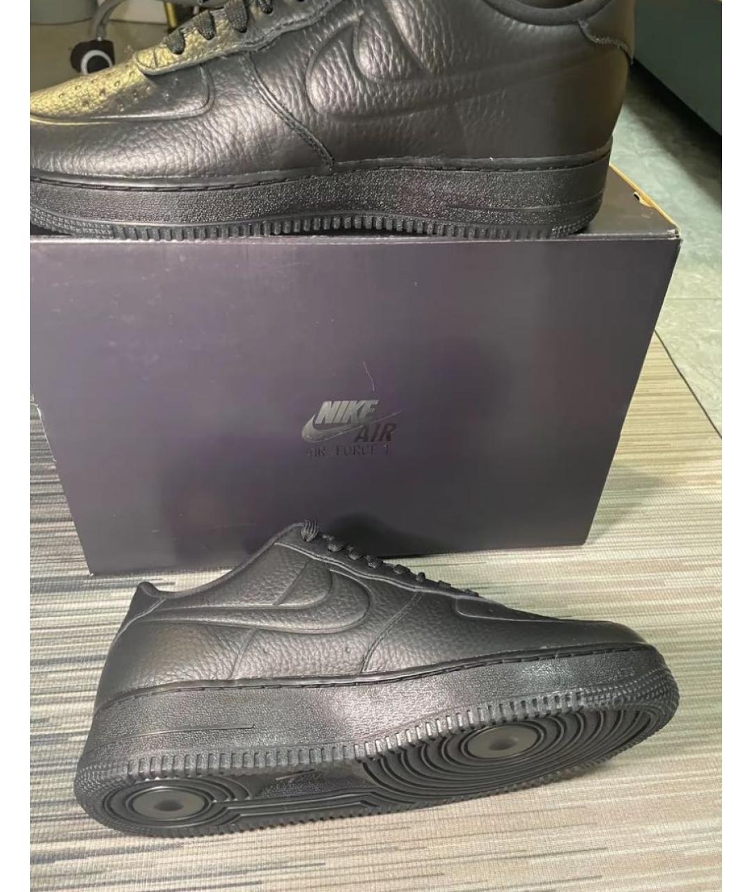 NIKE Черные кожаные низкие кроссовки / кеды, фото 6
