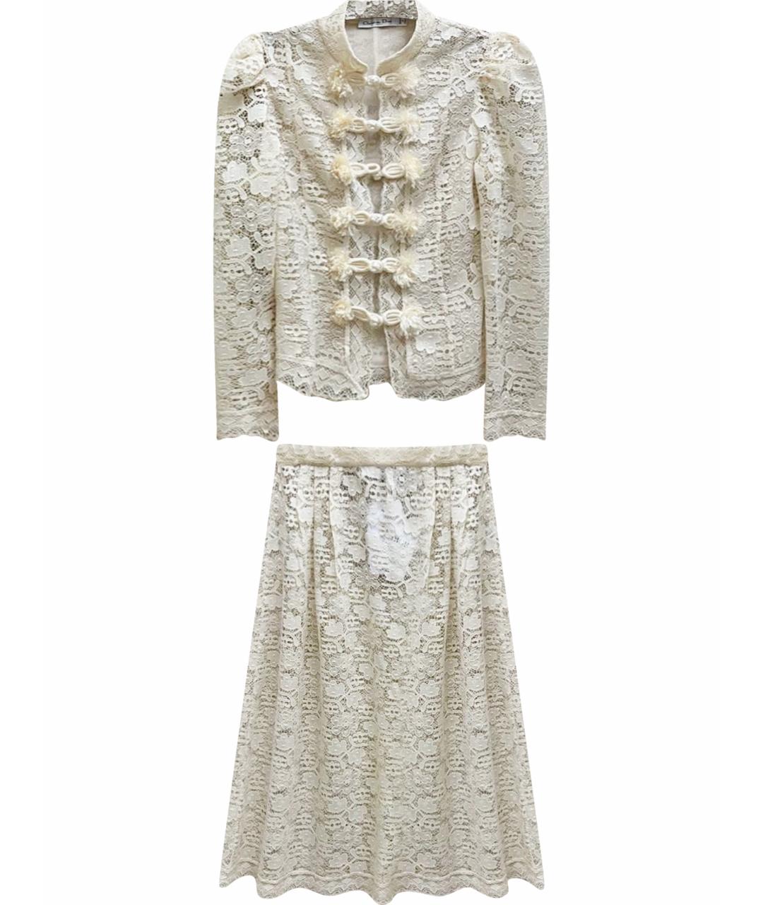 CHRISTIAN DIOR Белый кружевной костюм с юбками, фото 1