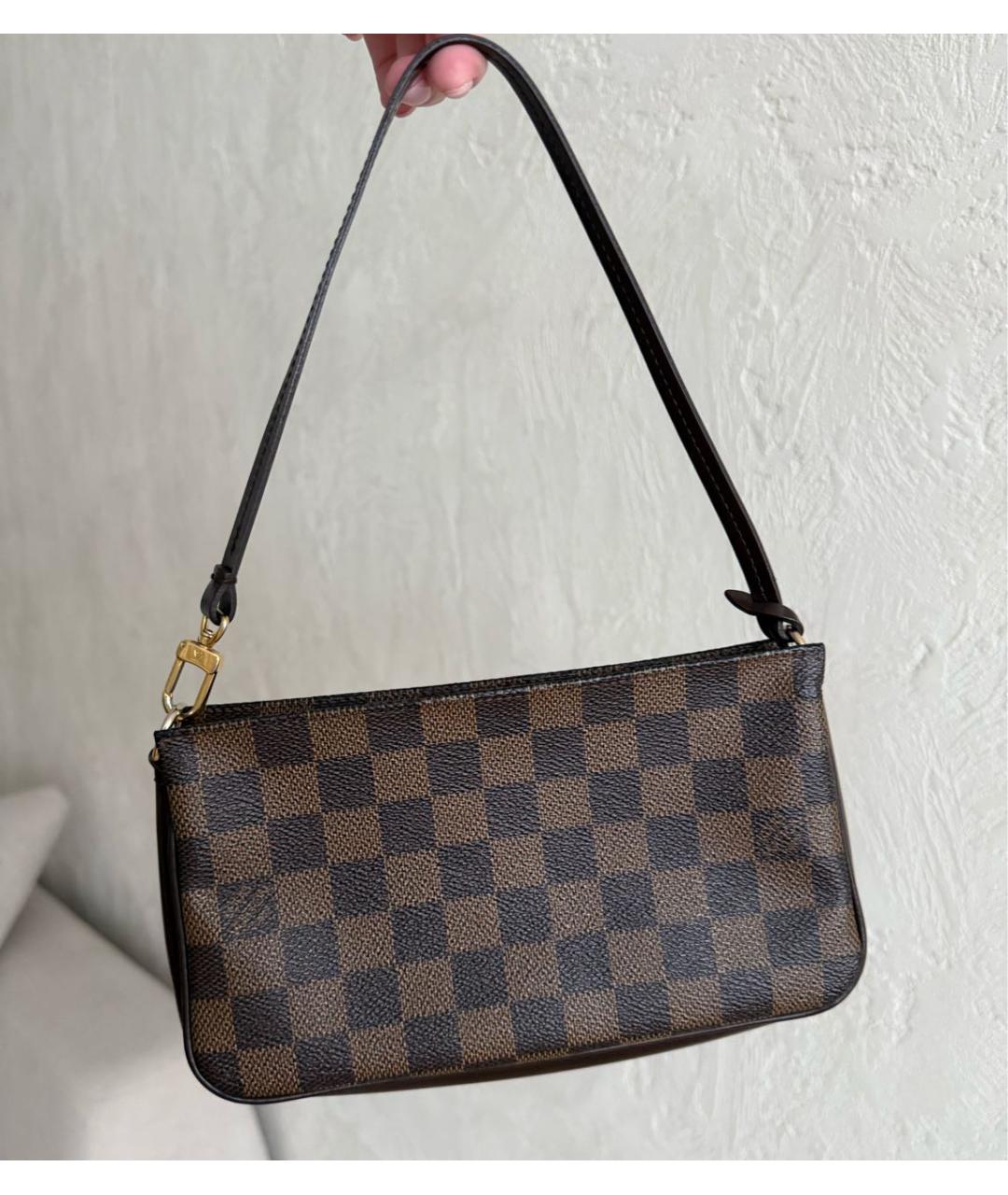 LOUIS VUITTON Коричневая кожаная сумка с короткими ручками, фото 3