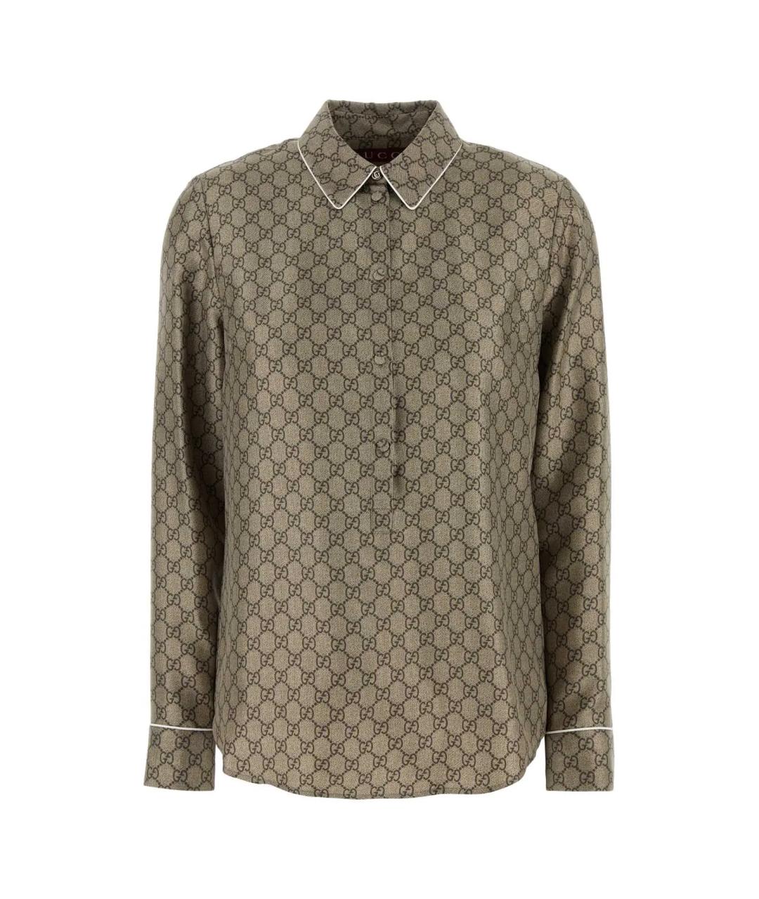 GUCCI Бежевая шелковая рубашка, фото 1
