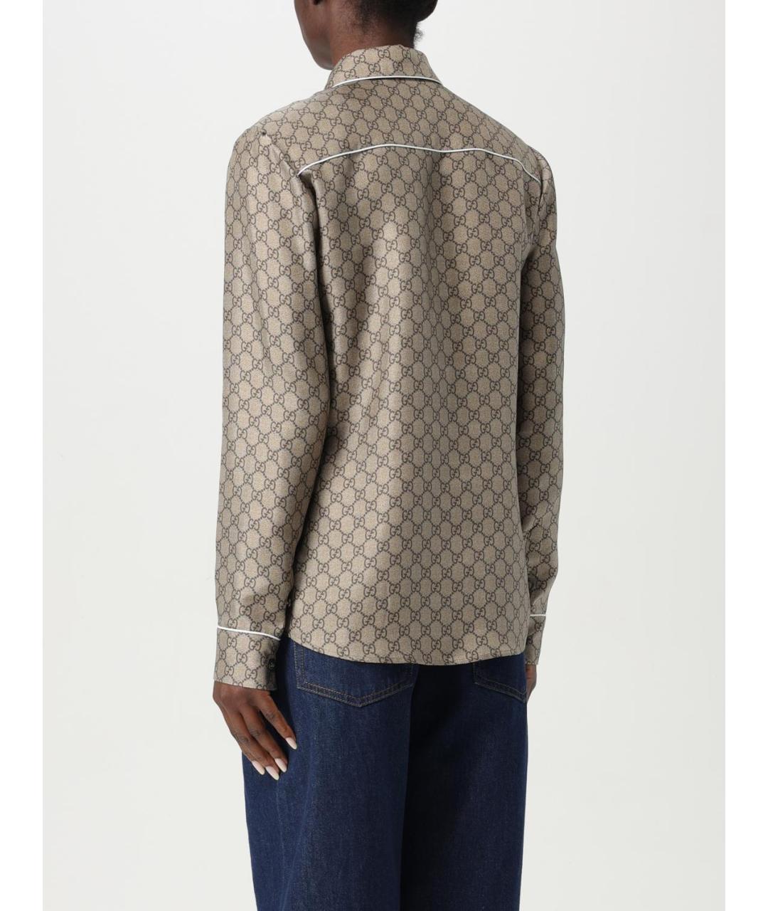 GUCCI Бежевая шелковая рубашка, фото 4