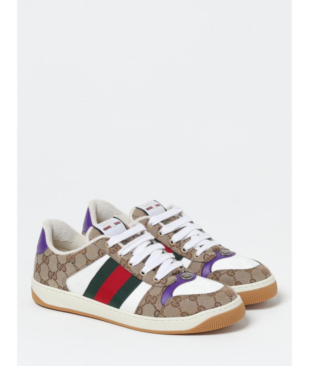 GUCCI Бежевые низкие кроссовки / кеды, фото 2