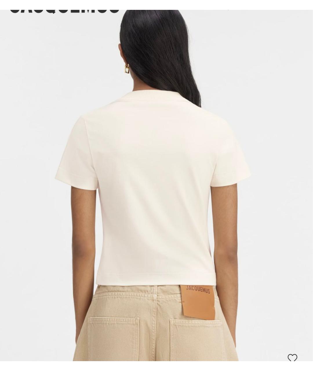 JACQUEMUS Бежевая хлопковая футболка, фото 3