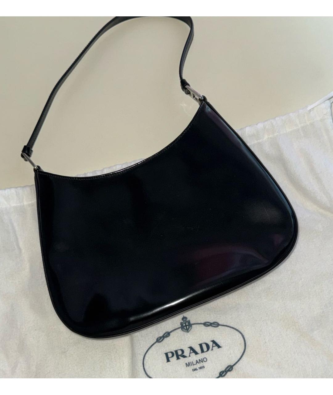 PRADA Черная кожаная сумка с короткими ручками, фото 4