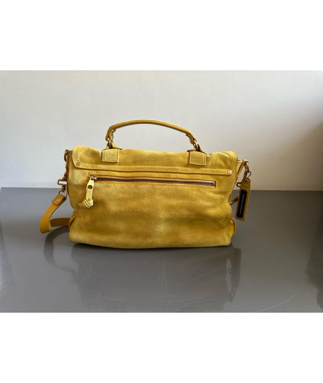 PROENZA SCHOULER Горчичная замшевая сумка с короткими ручками, фото 3