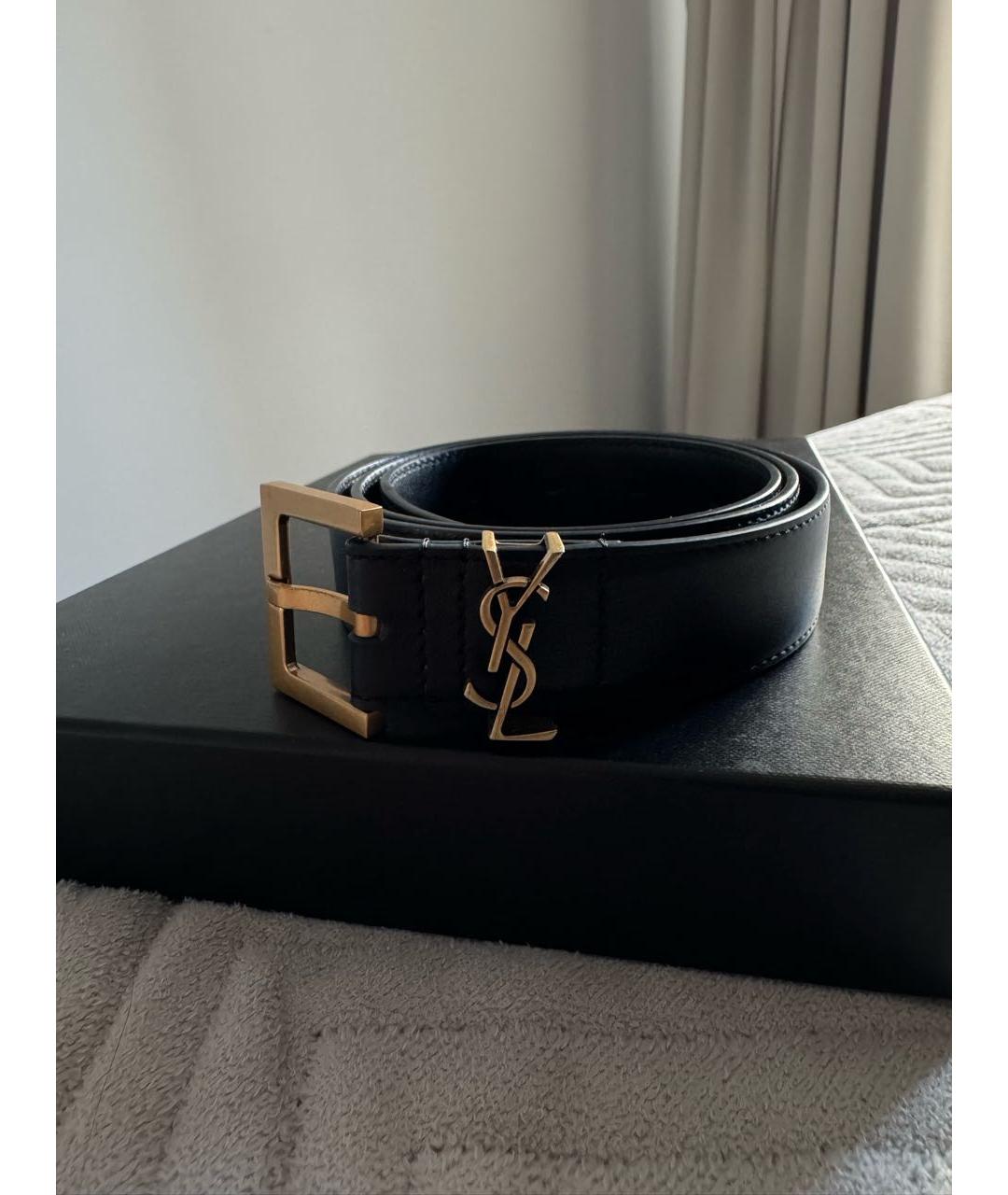 SAINT LAURENT Черный кожаный ремень, фото 3