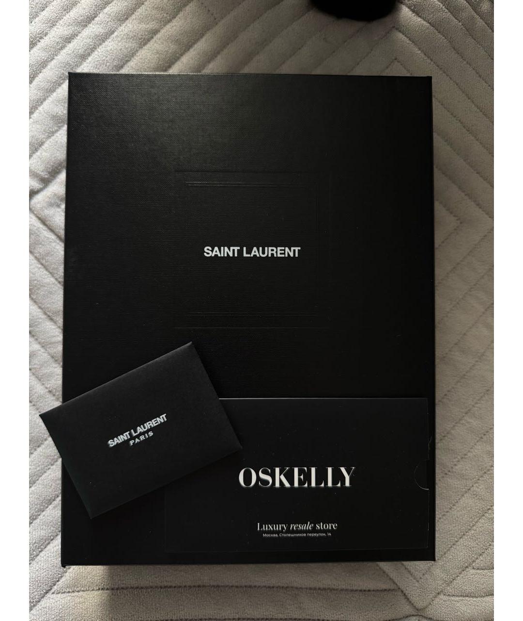SAINT LAURENT Черный кожаный ремень, фото 4