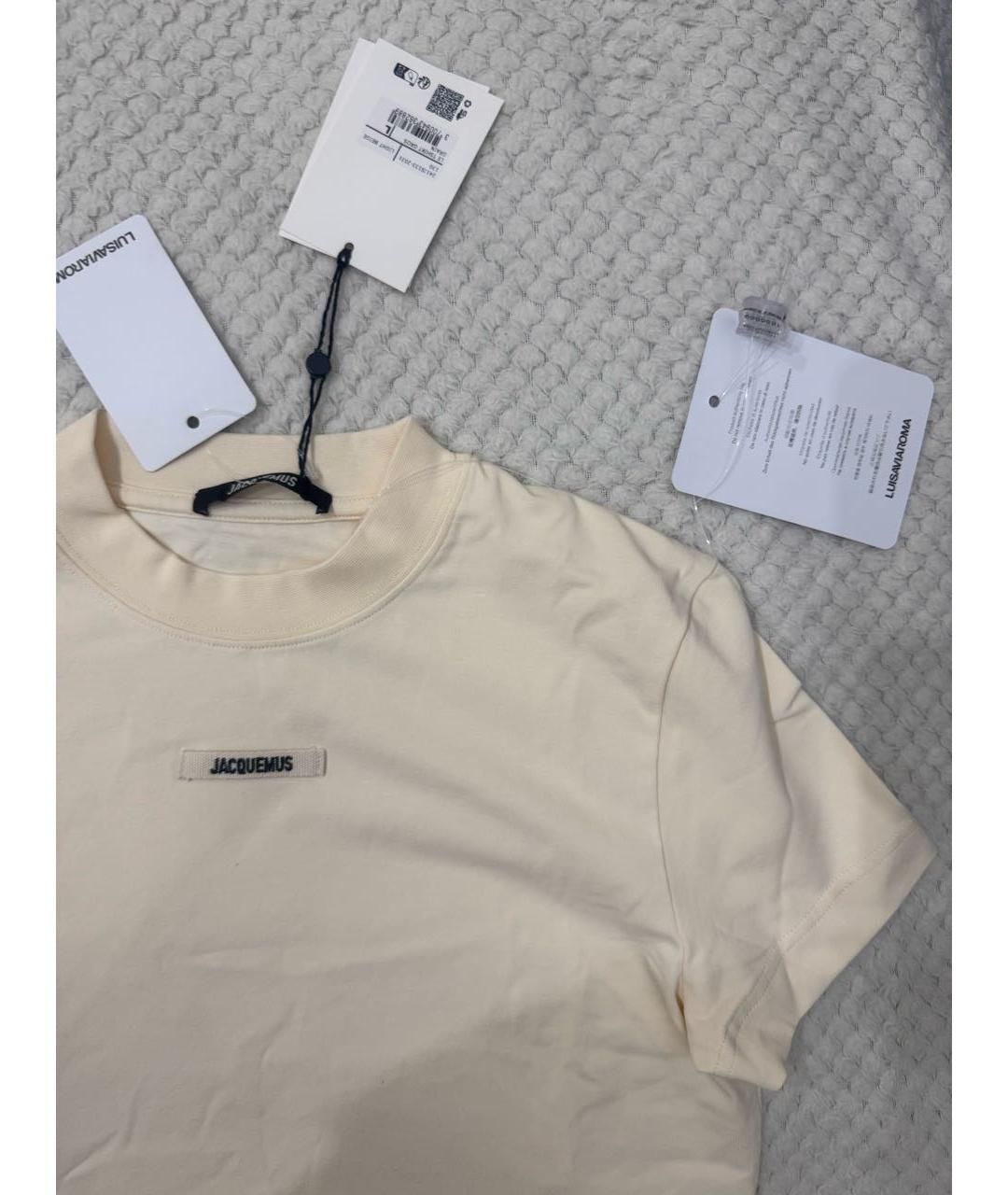 JACQUEMUS Бежевая хлопковая футболка, фото 8