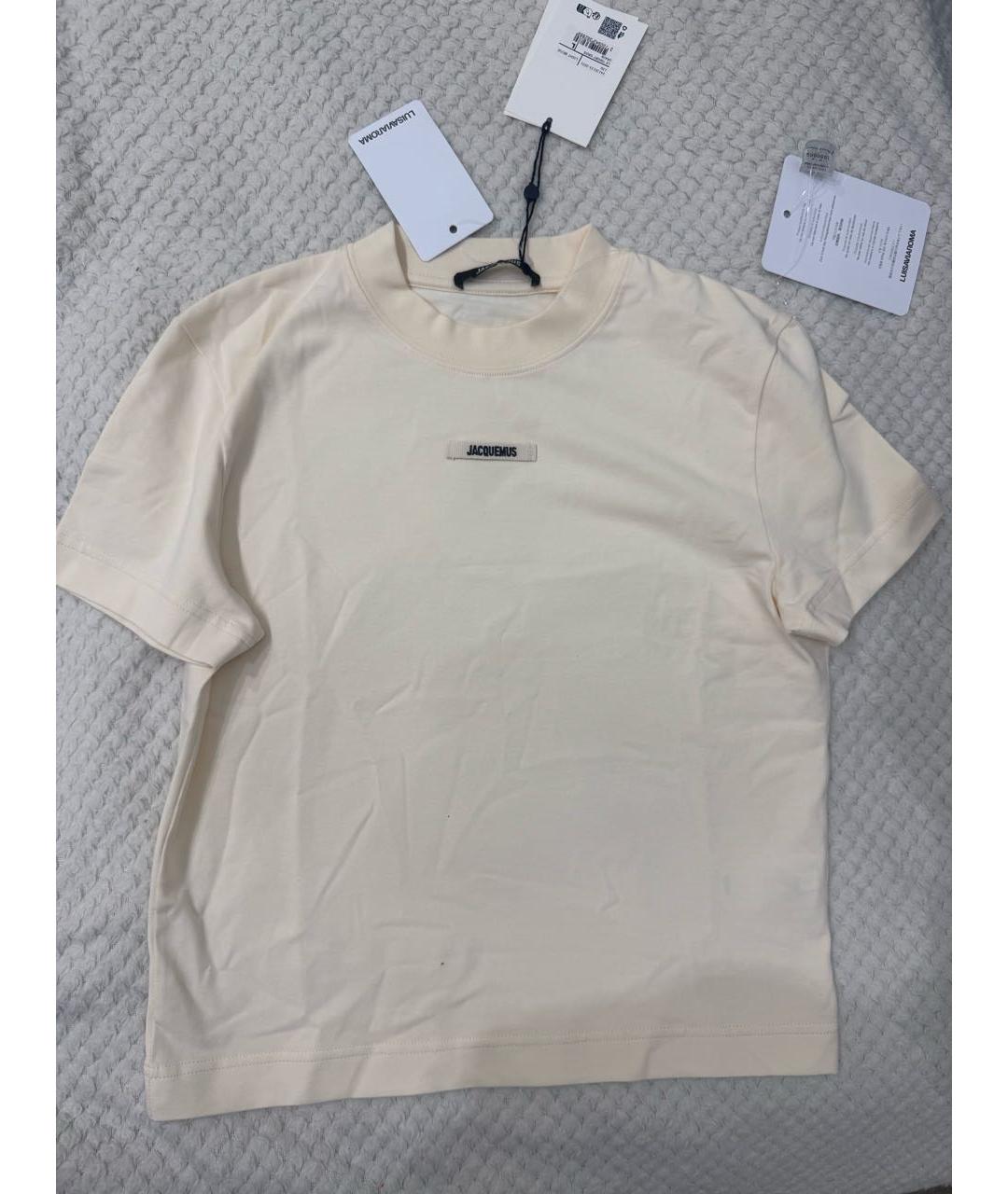 JACQUEMUS Бежевая хлопковая футболка, фото 4