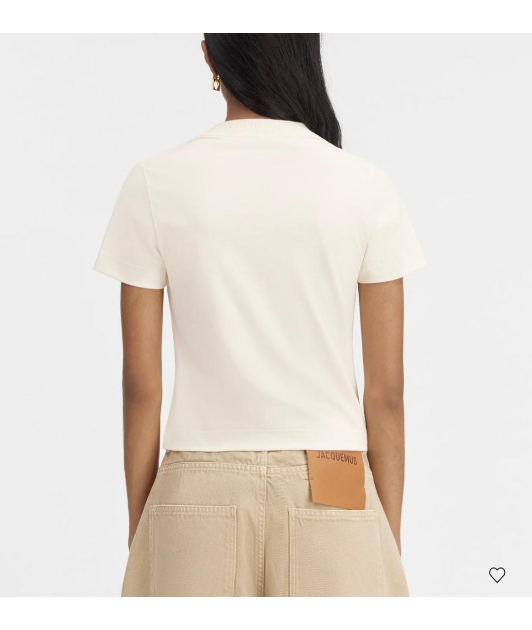 JACQUEMUS Бежевая хлопковая футболка, фото 3