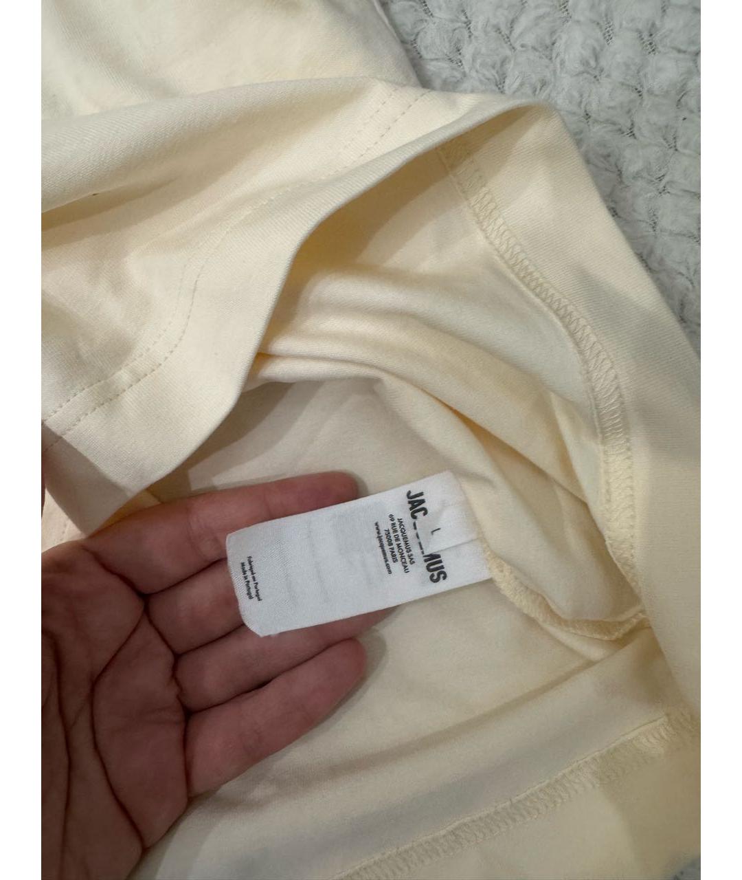 JACQUEMUS Бежевая хлопковая футболка, фото 6
