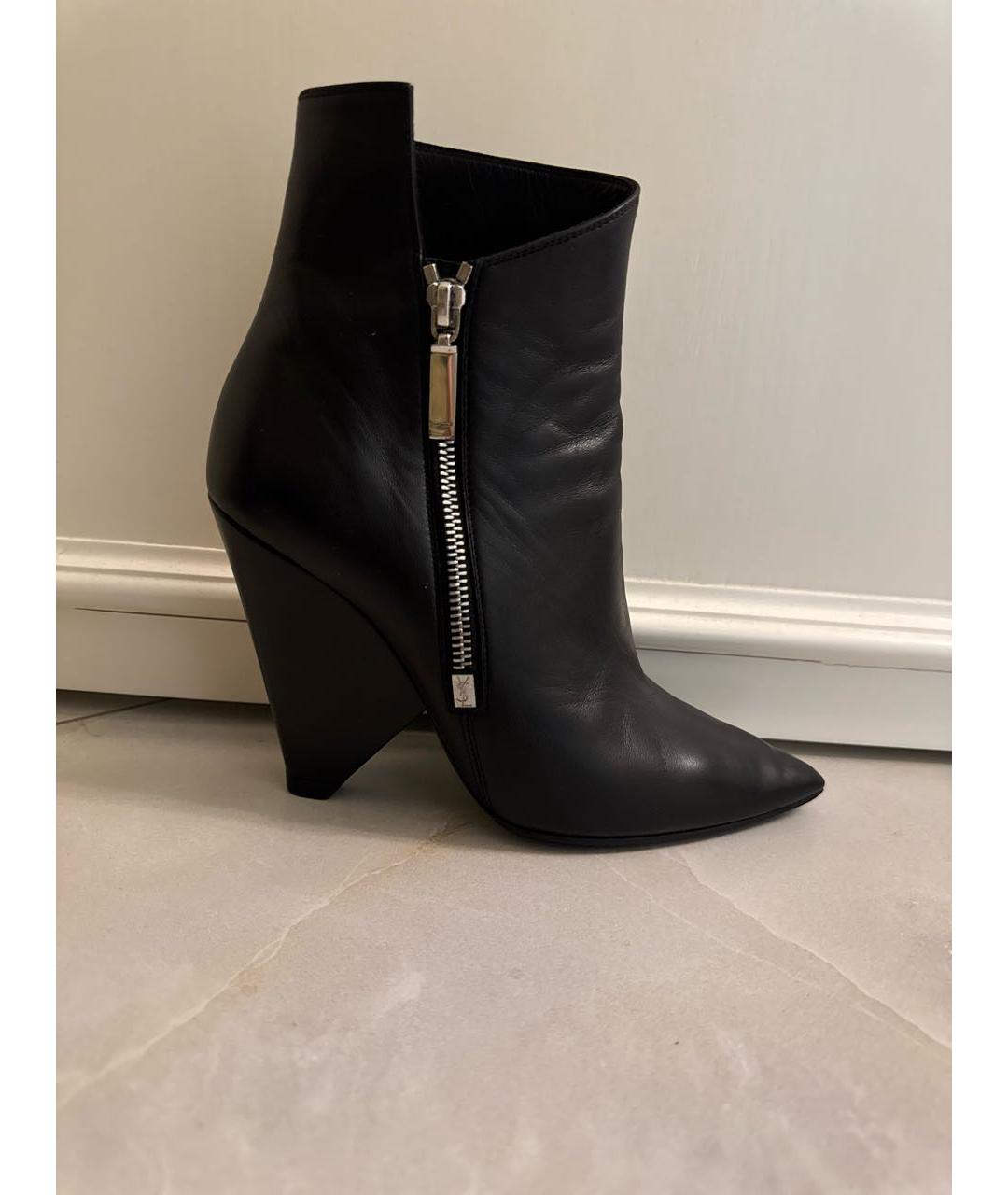 SAINT LAURENT Черные кожаные ботильоны, фото 8