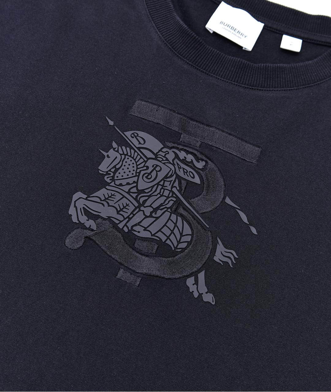 BURBERRY Черная хлопковая футболка, фото 4