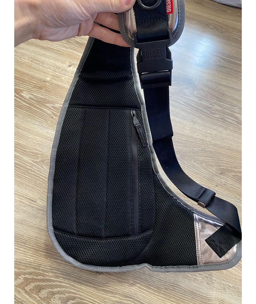 DIESEL Серебряная поясная сумка из искусственной кожи, фото 7