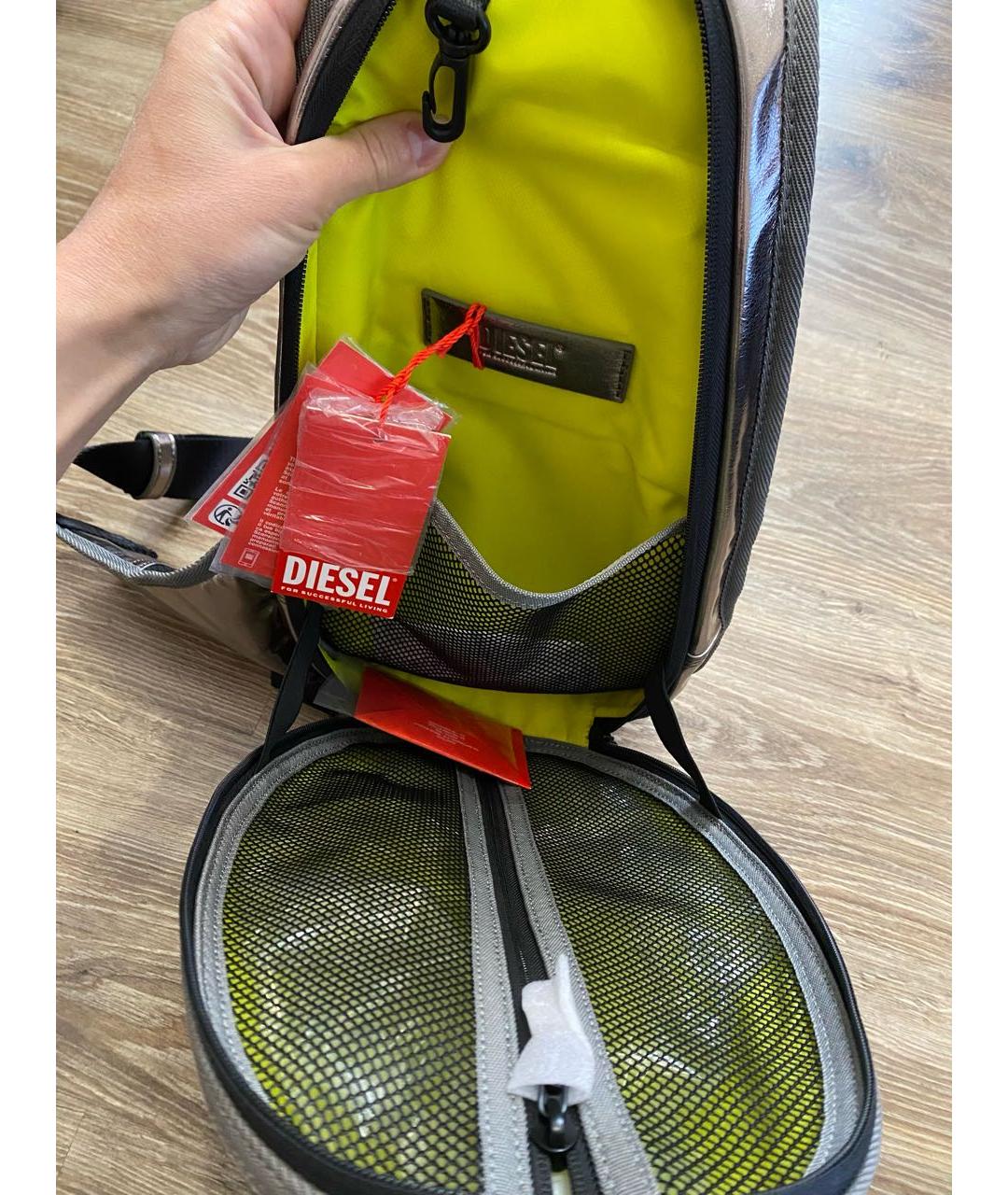 DIESEL Серебряная поясная сумка из искусственной кожи, фото 6