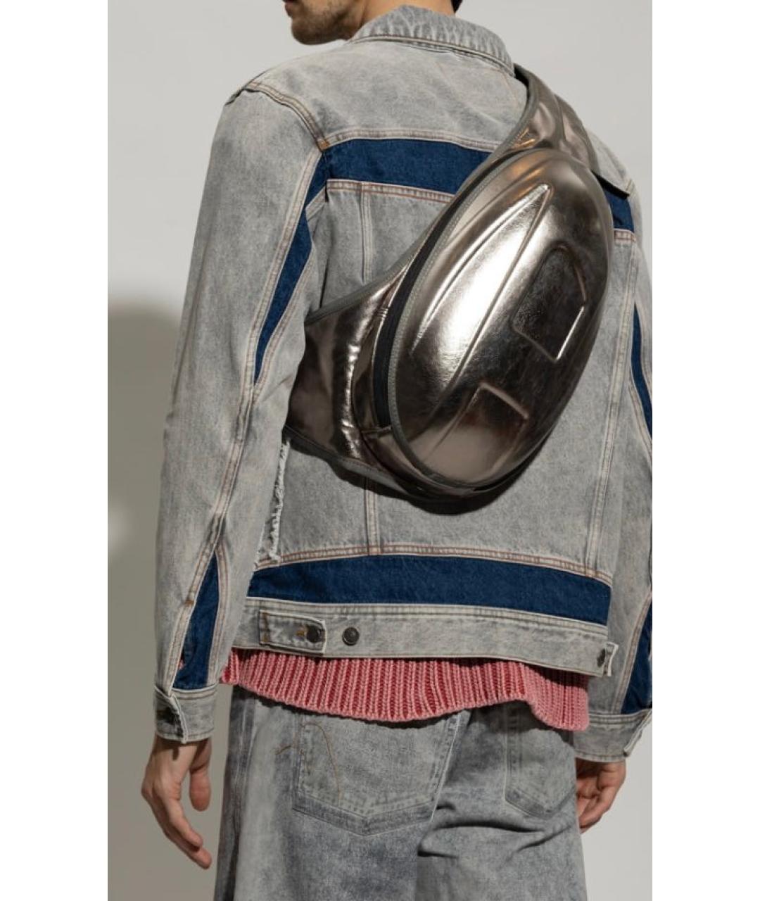 DIESEL Серебряная поясная сумка из искусственной кожи, фото 3