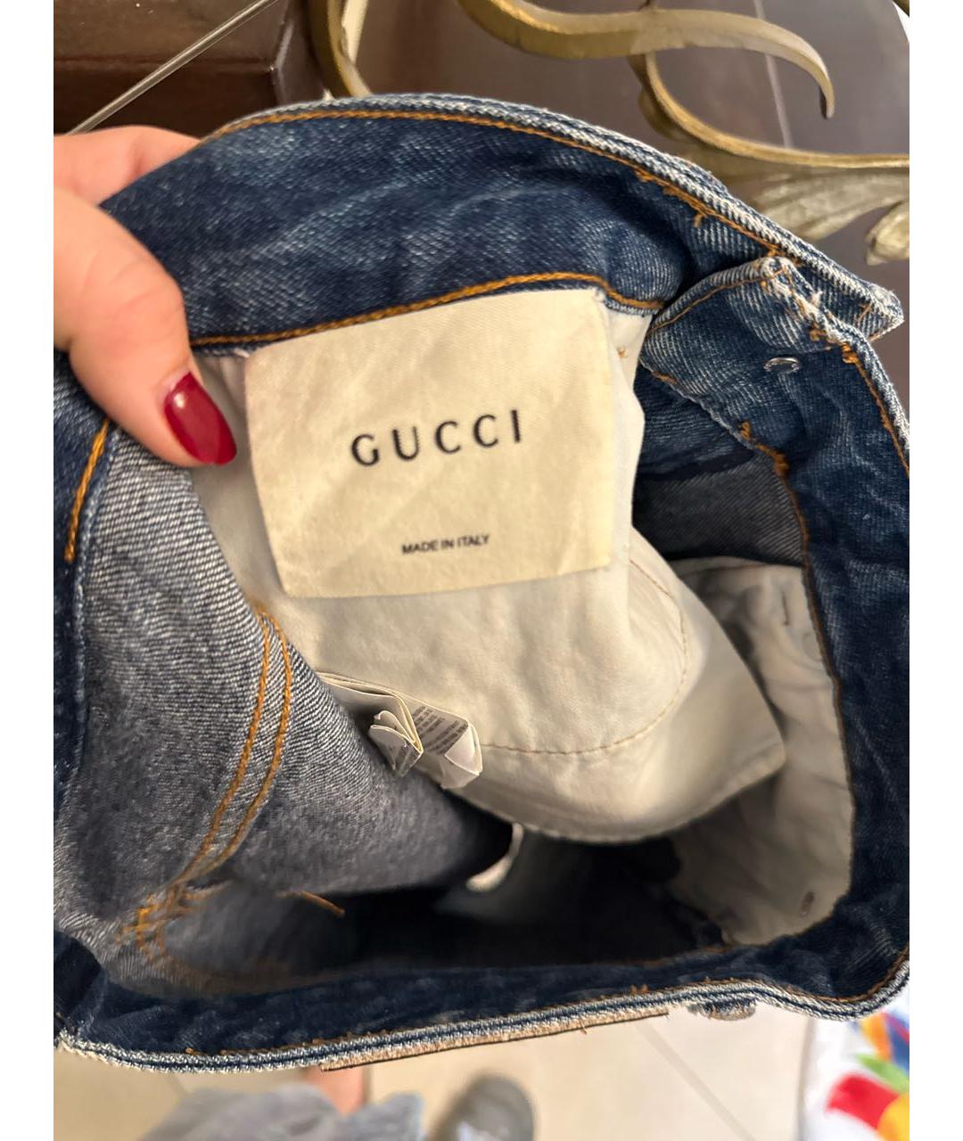 GUCCI Голубая деним юбка мини, фото 4