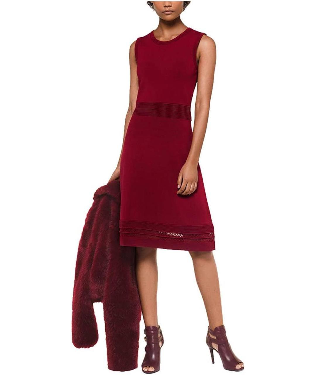MICHAEL MICHAEL KORS Бордовое вискозное коктейльное платье, фото 5