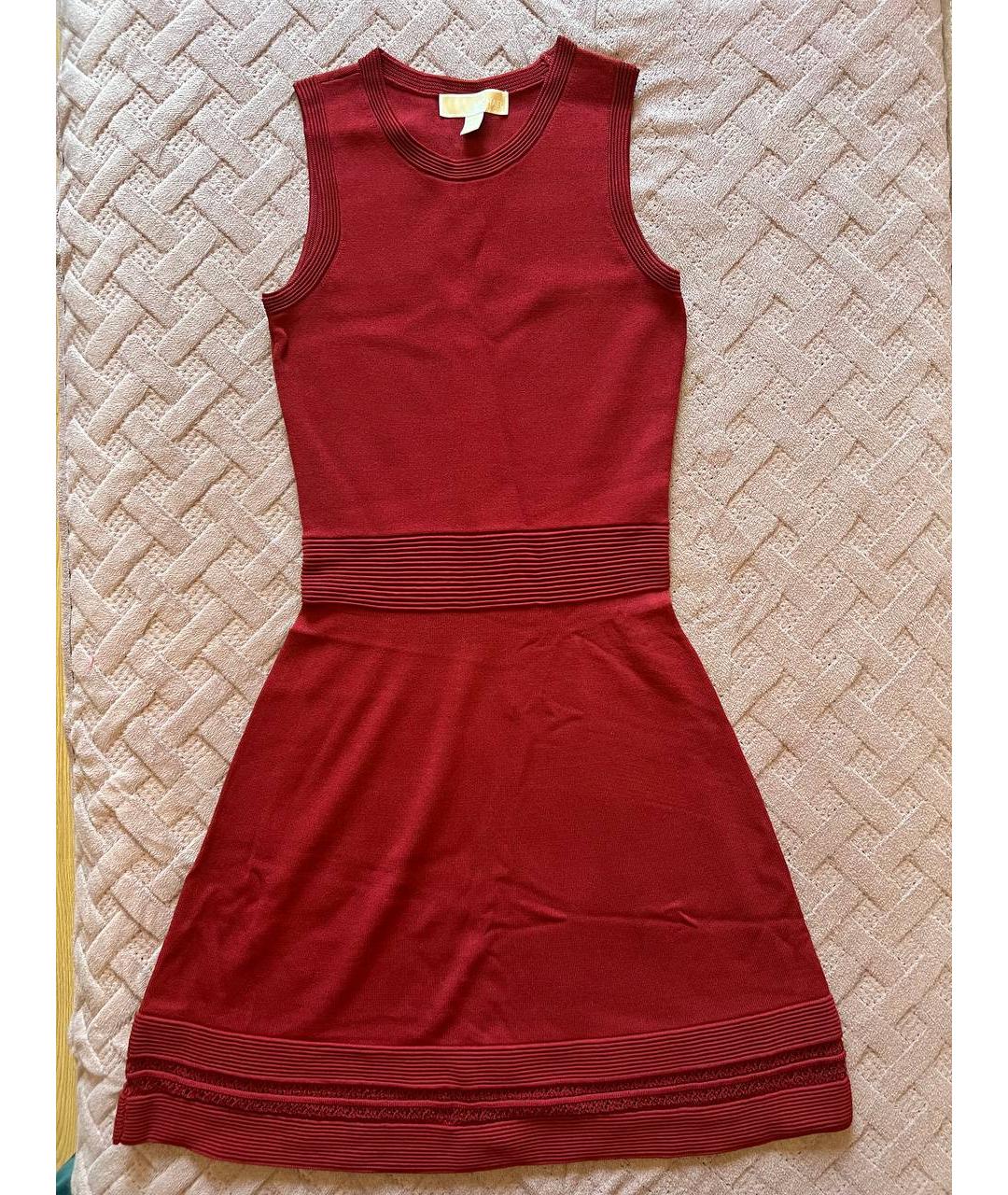 MICHAEL MICHAEL KORS Бордовое вискозное коктейльное платье, фото 6