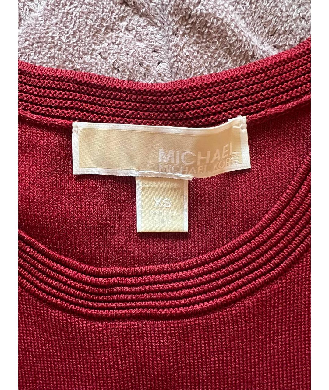MICHAEL MICHAEL KORS Бордовое вискозное коктейльное платье, фото 4