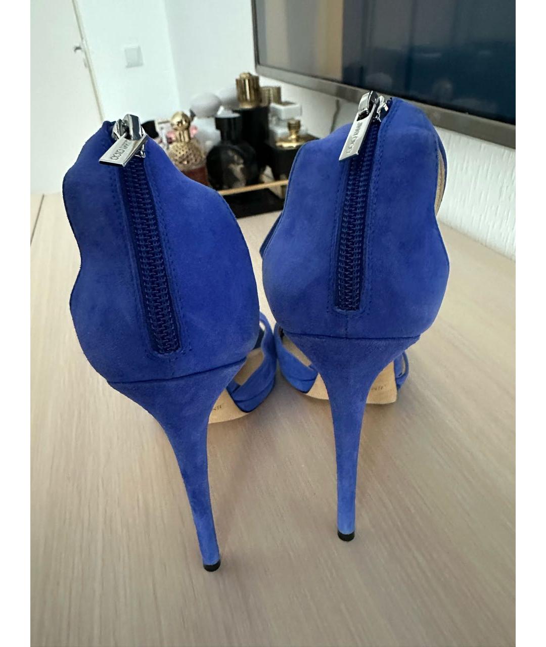 JIMMY CHOO Синие замшевые босоножки, фото 5