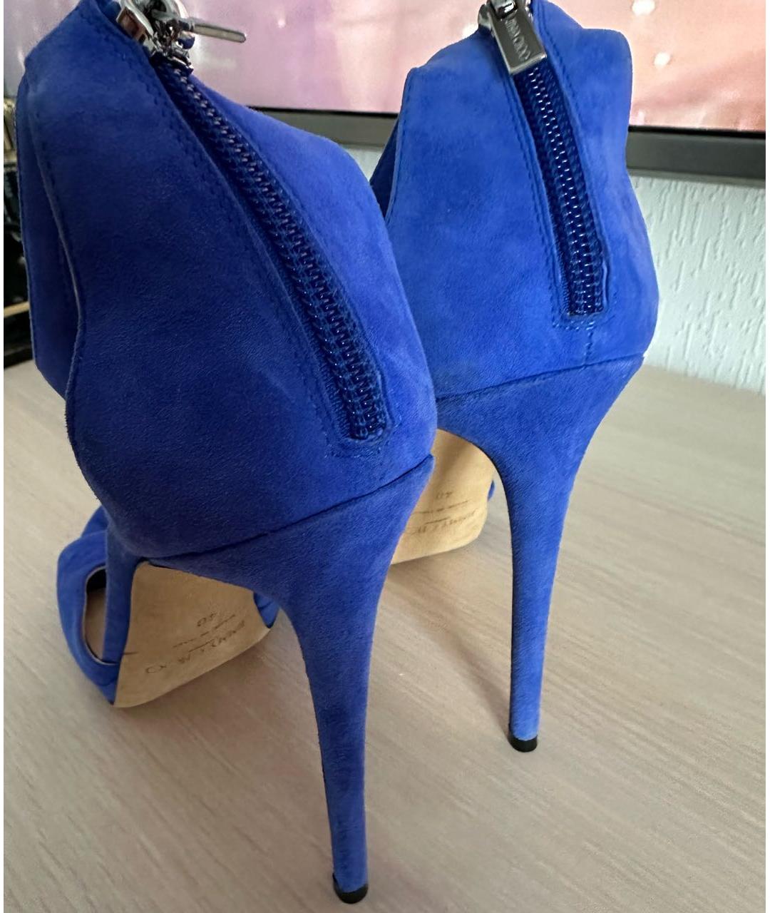 JIMMY CHOO Синие замшевые босоножки, фото 4