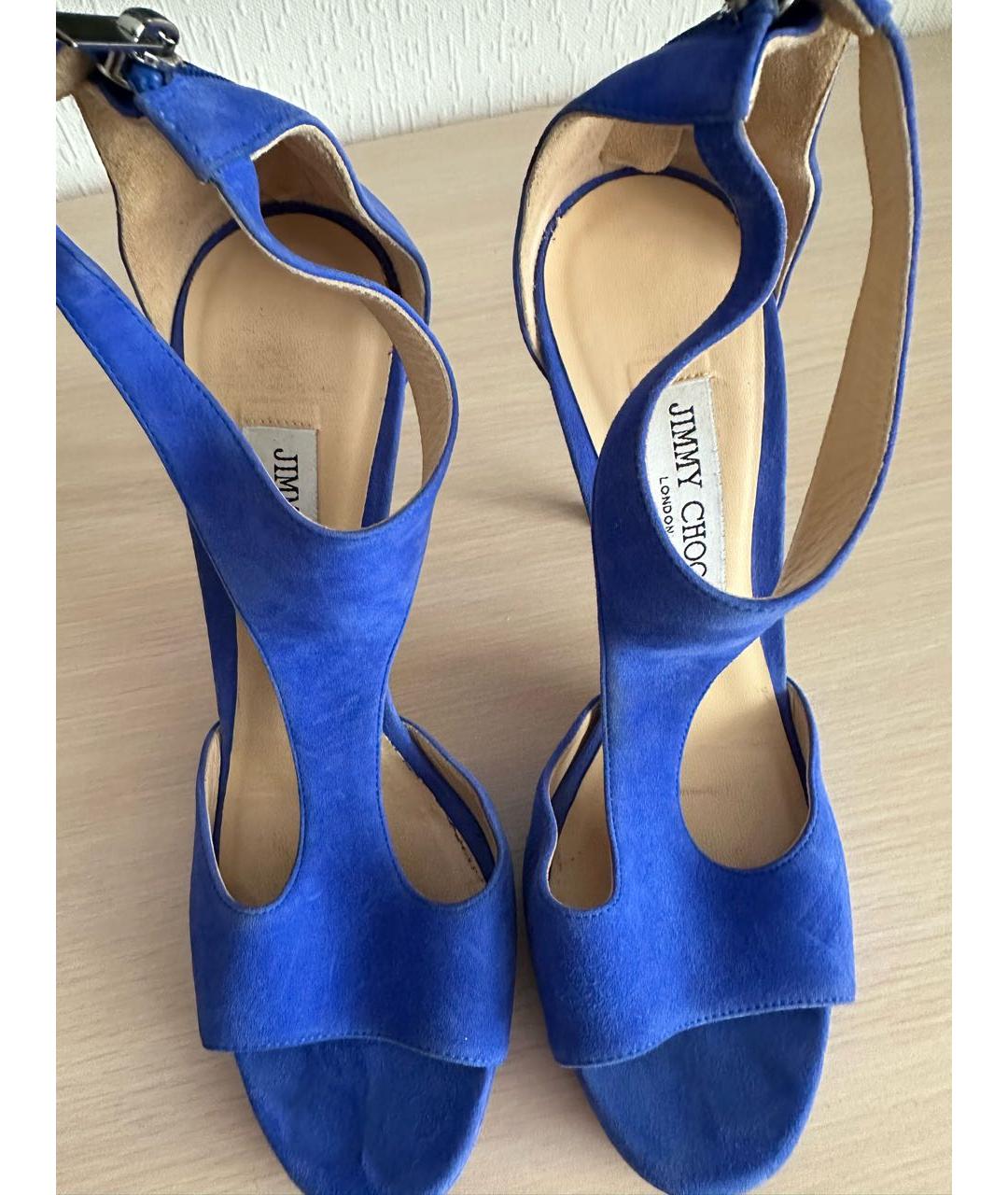 JIMMY CHOO Синие замшевые босоножки, фото 3