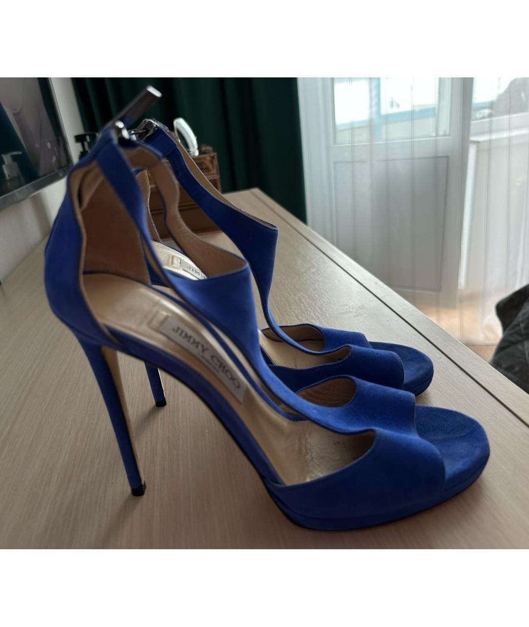 JIMMY CHOO Синие замшевые босоножки, фото 8