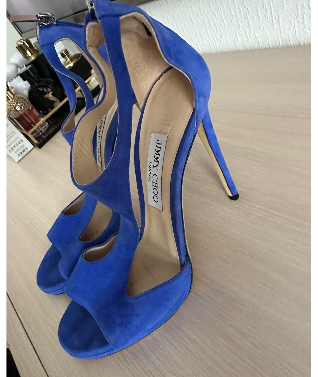 JIMMY CHOO Синие замшевые босоножки, фото 6