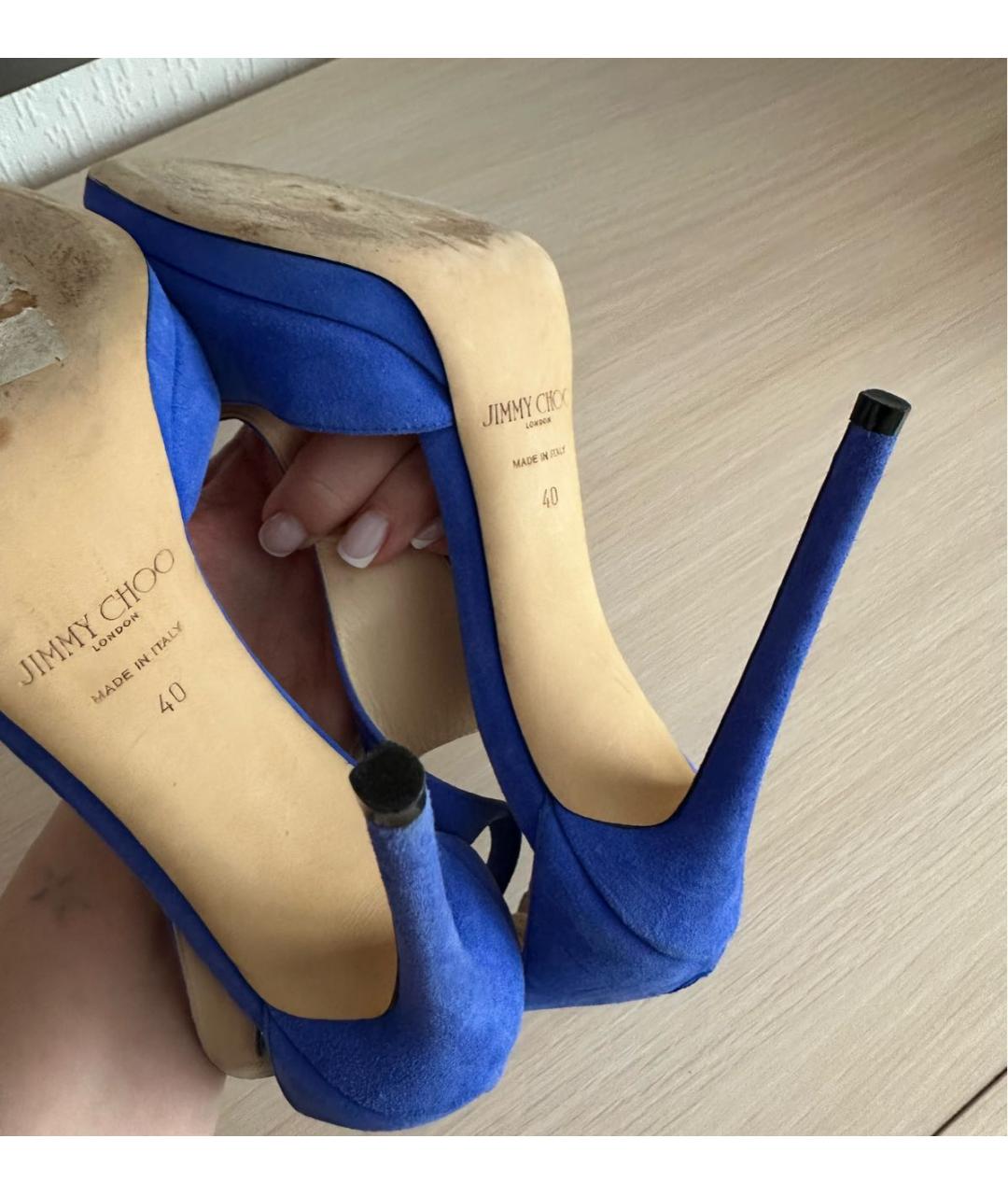 JIMMY CHOO Синие замшевые босоножки, фото 7