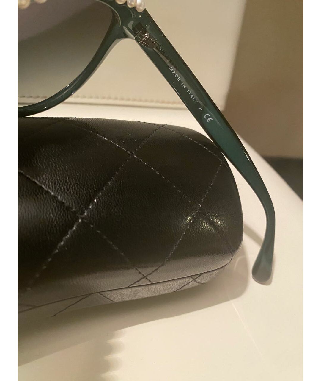 CHANEL PRE-OWNED Зеленые пластиковые солнцезащитные очки, фото 7