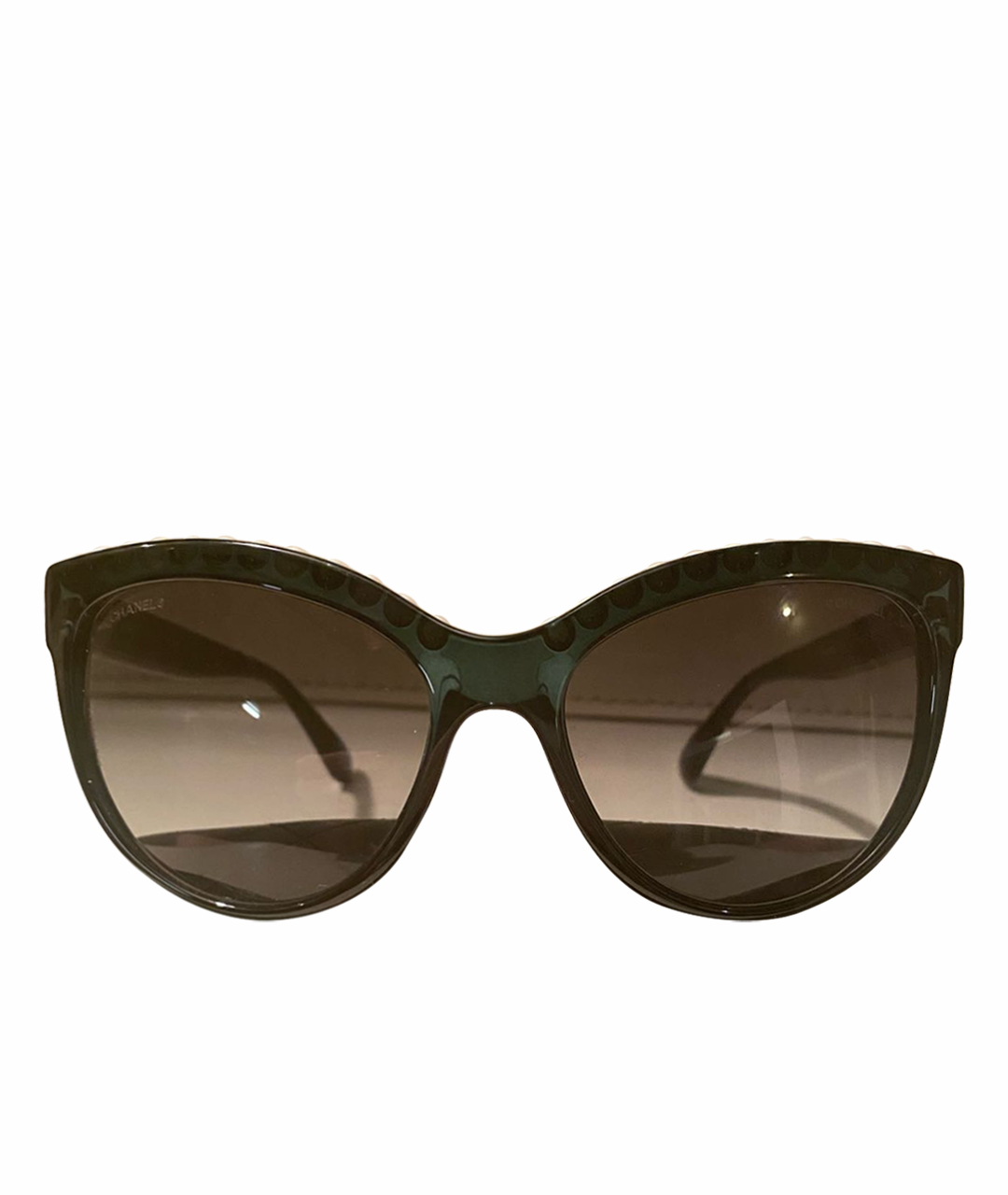CHANEL PRE-OWNED Зеленые пластиковые солнцезащитные очки, фото 1