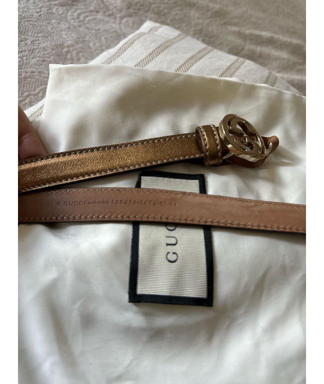 GUCCI Золотой кожаный ремень, фото 4
