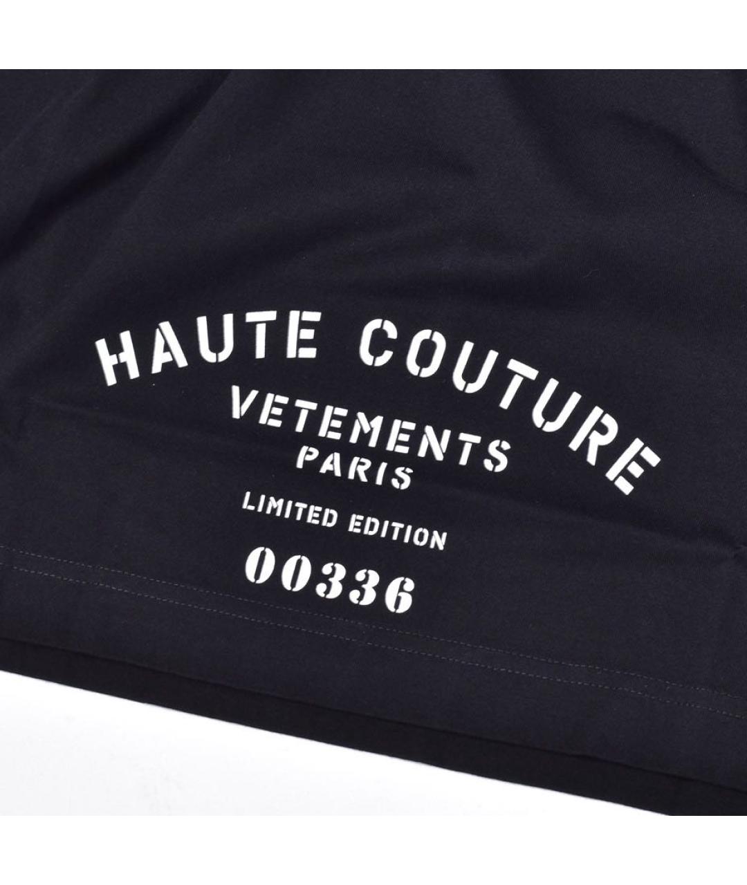 VETEMENTS Черная хлопко-эластановая футболка, фото 3