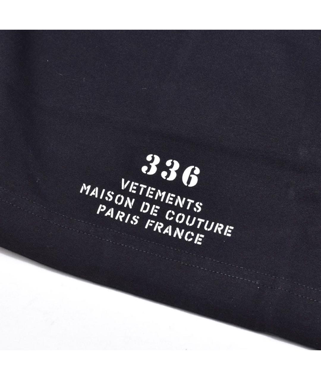 VETEMENTS Черная хлопко-эластановая футболка, фото 4