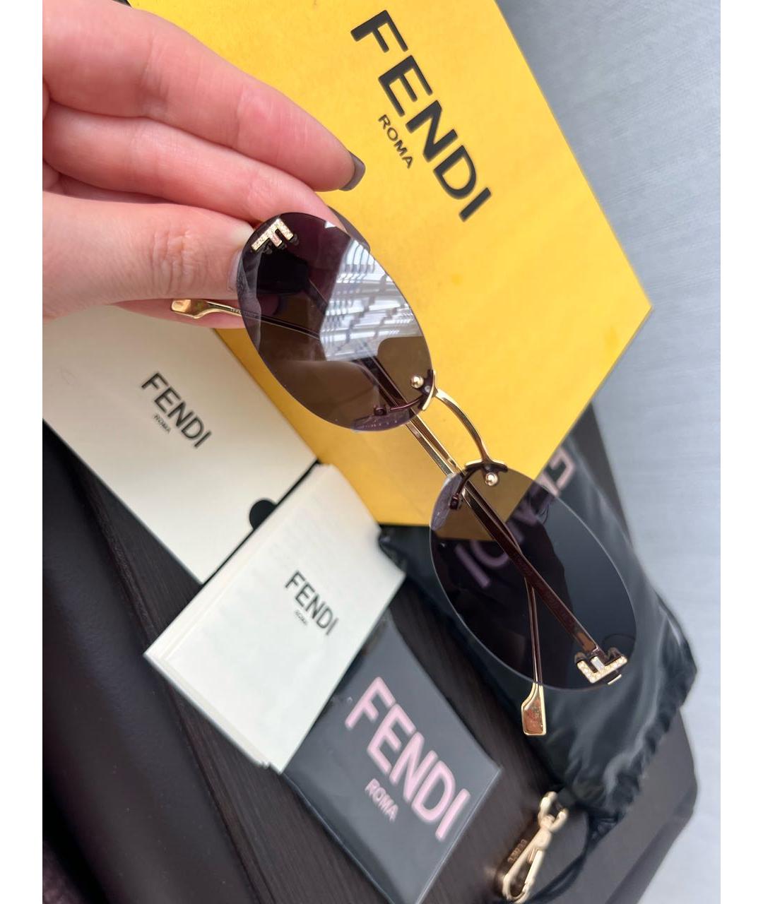 FENDI Синие металлические солнцезащитные очки, фото 2