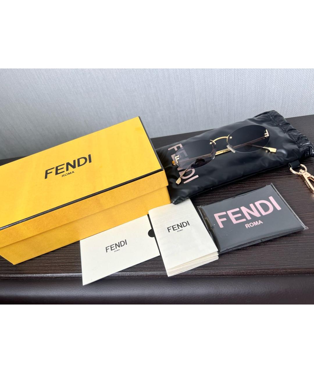 FENDI Синие металлические солнцезащитные очки, фото 3