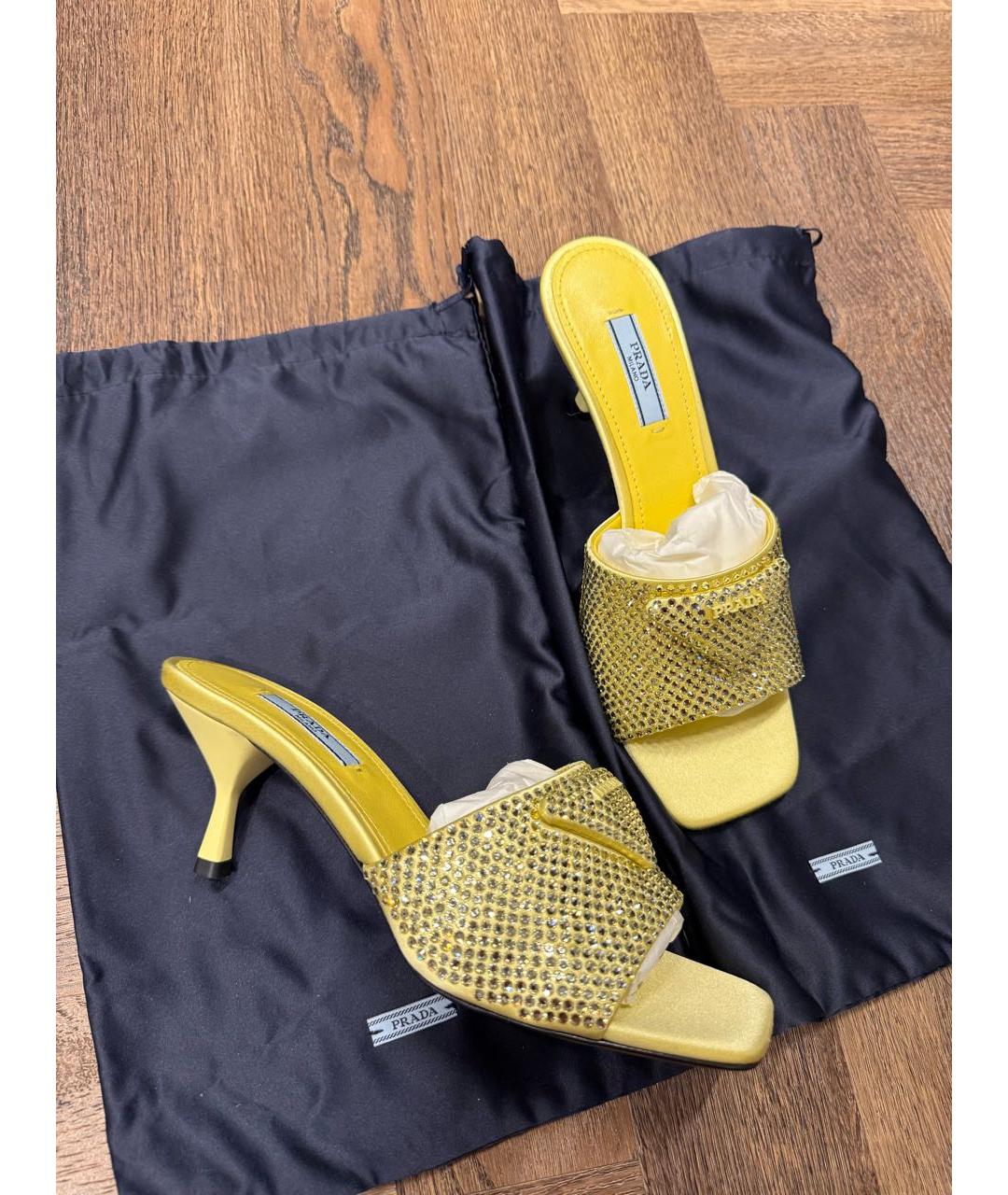 PRADA Желтые текстильные мюли, фото 9