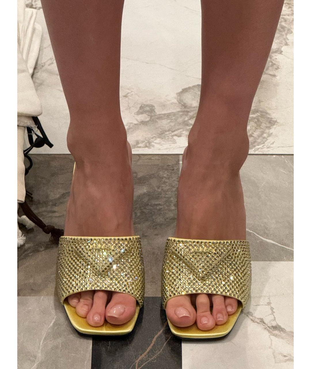PRADA Желтые текстильные мюли, фото 8