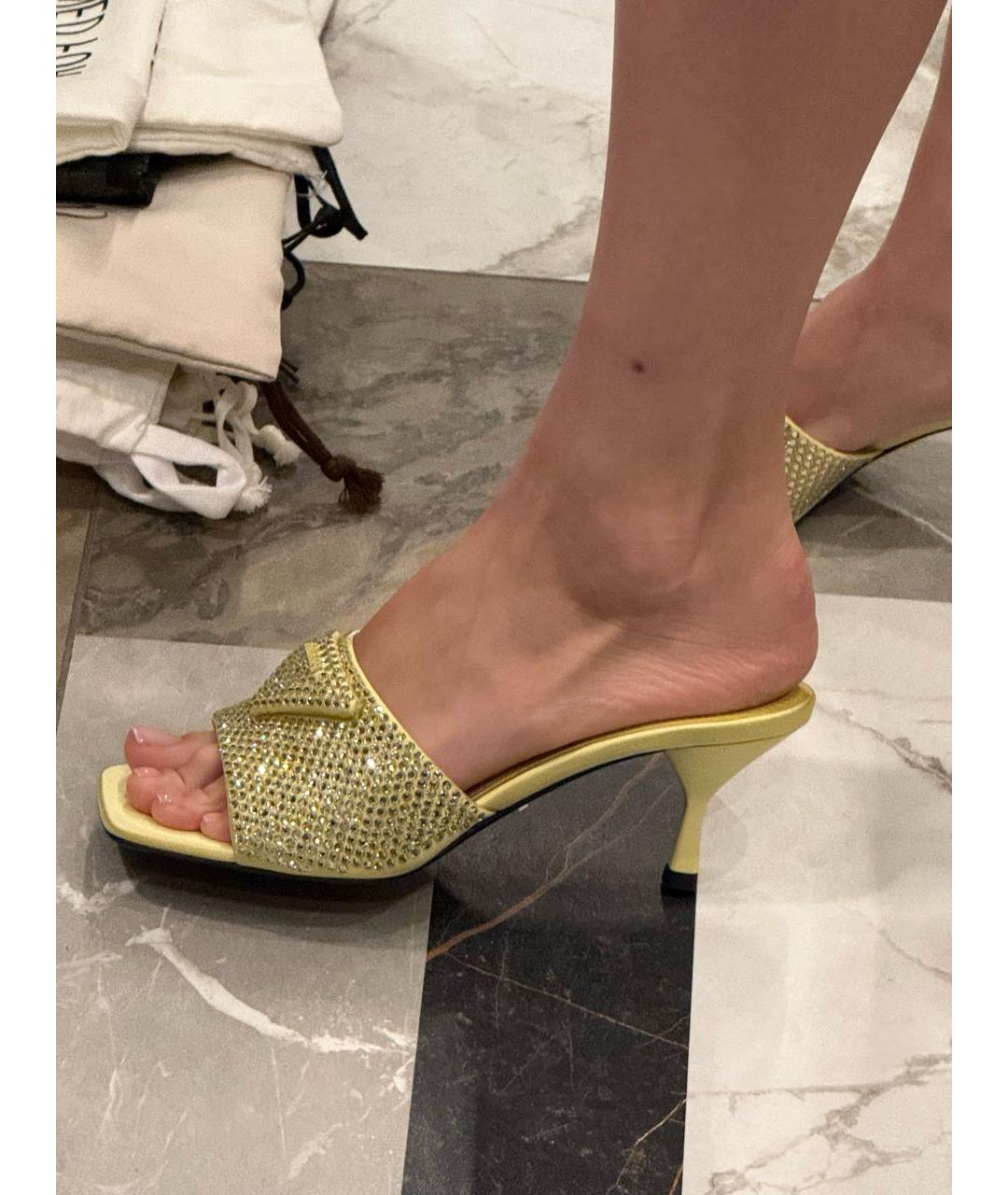 PRADA Желтые текстильные мюли, фото 7