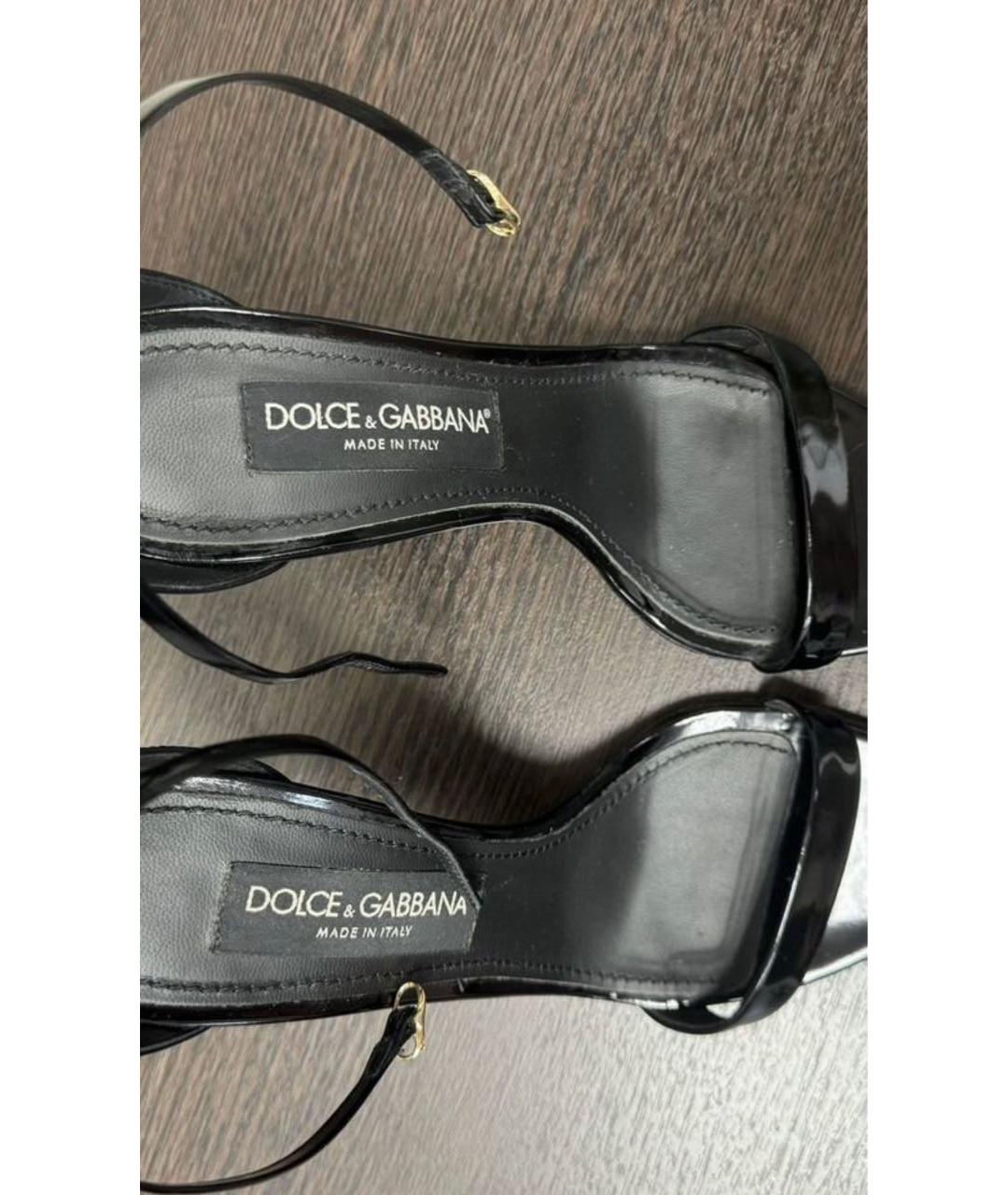 DOLCE&GABBANA Черные босоножки из лакированной кожи, фото 2