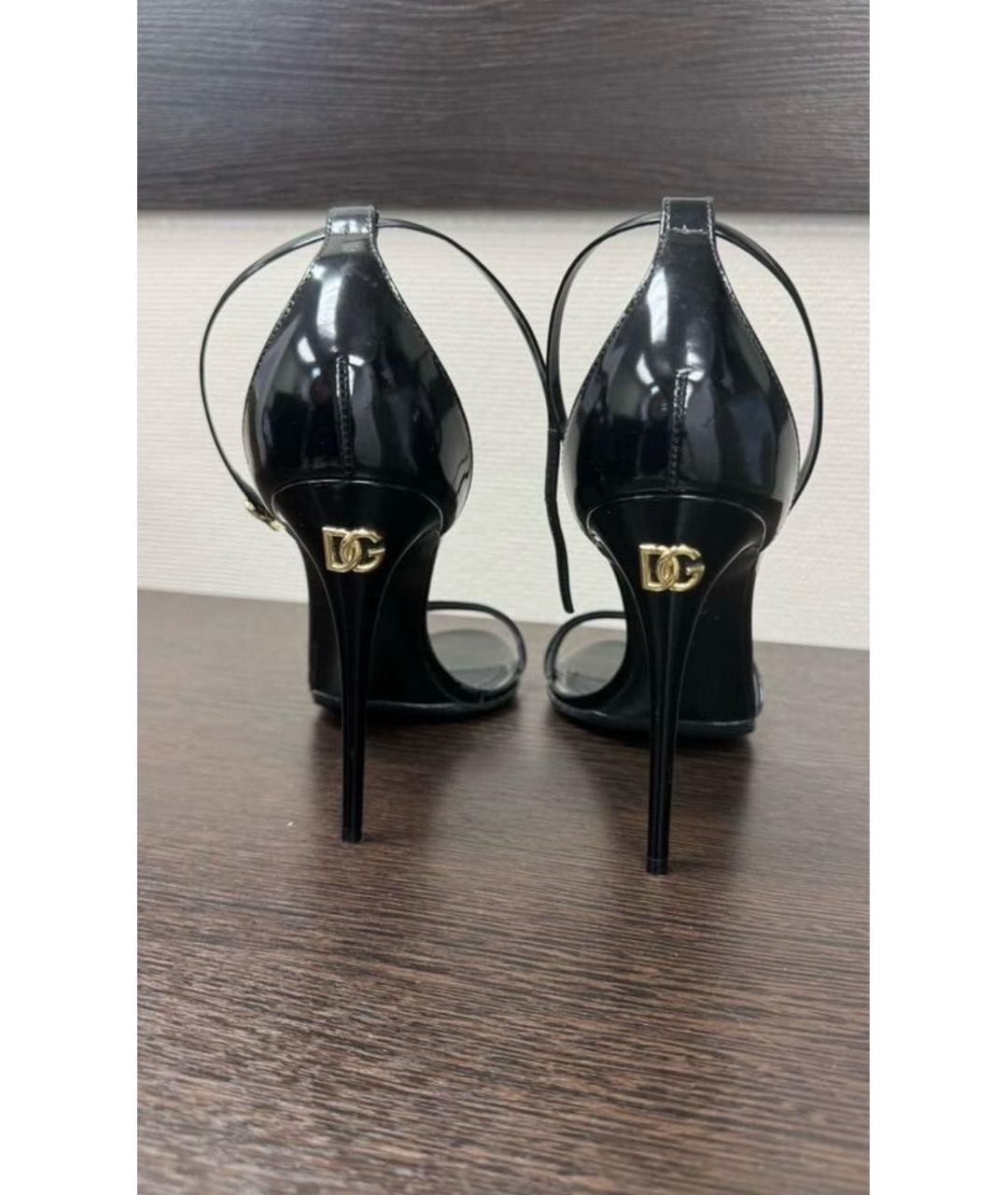 DOLCE&GABBANA Черные босоножки из лакированной кожи, фото 3