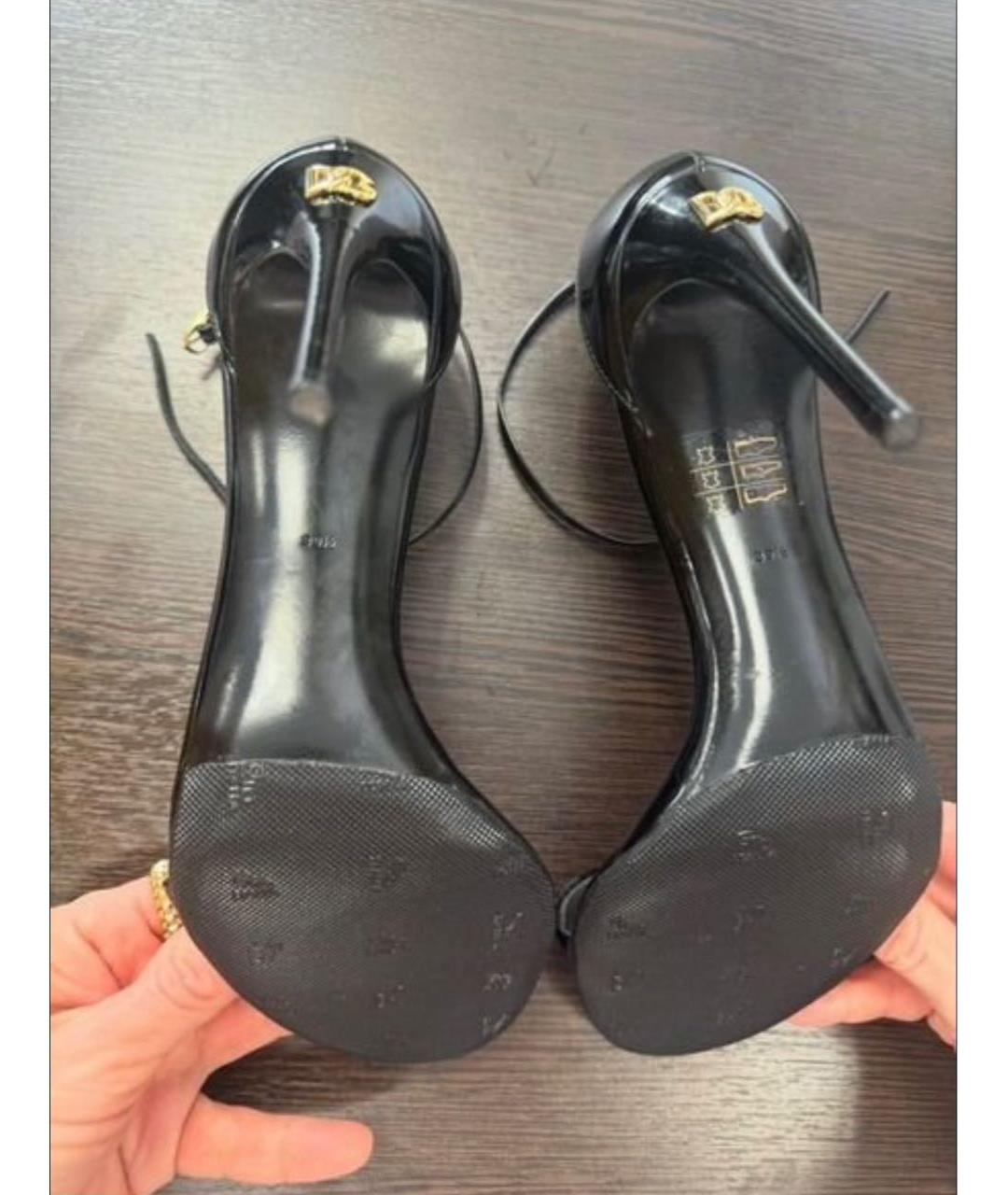 DOLCE&GABBANA Черные босоножки из лакированной кожи, фото 4