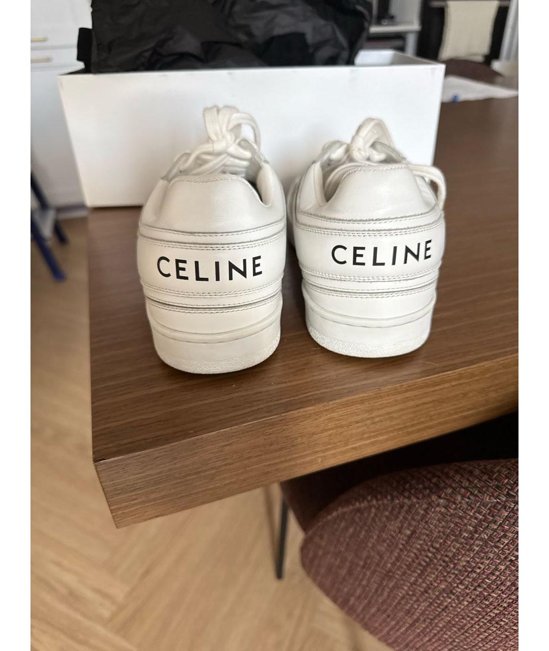 CELINE Белые кожаные кеды, фото 4