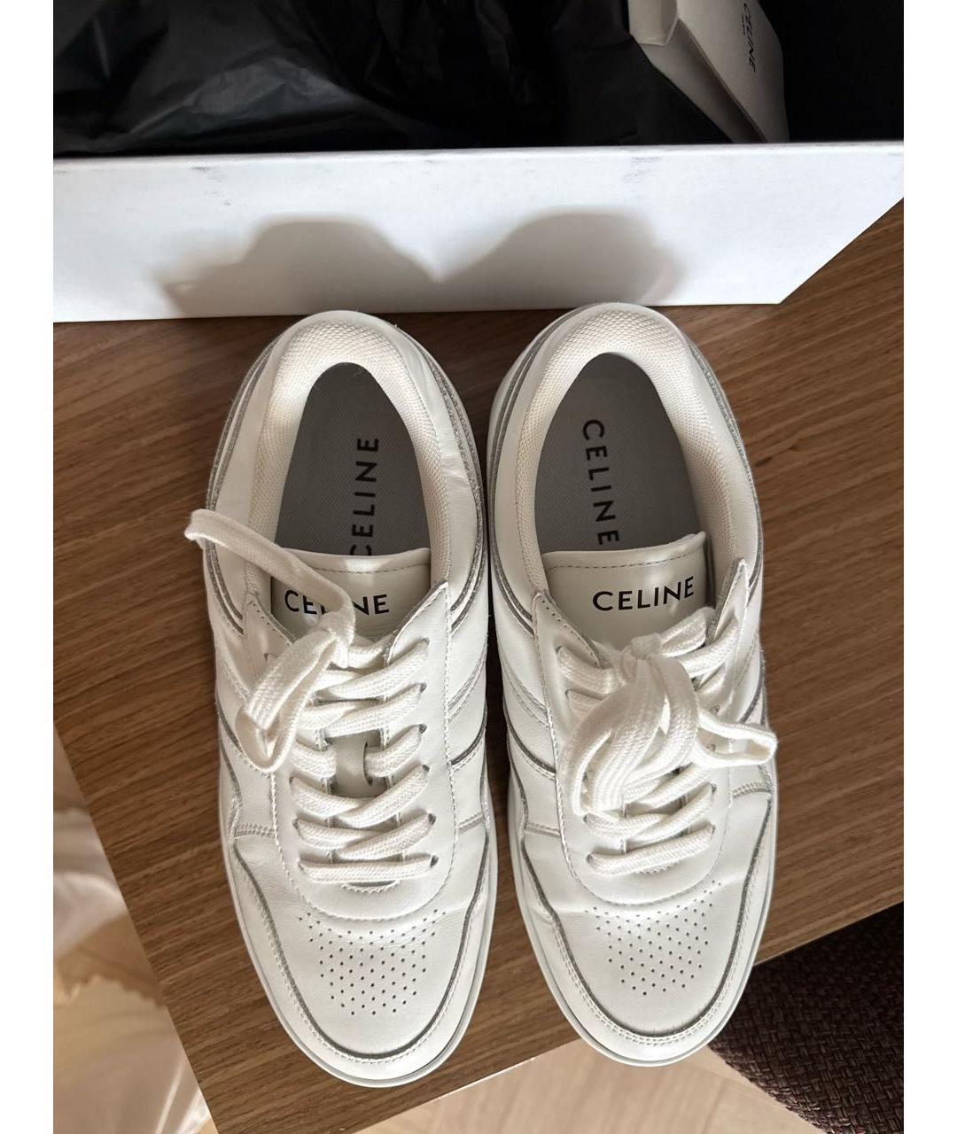 CELINE Белые кожаные кеды, фото 3