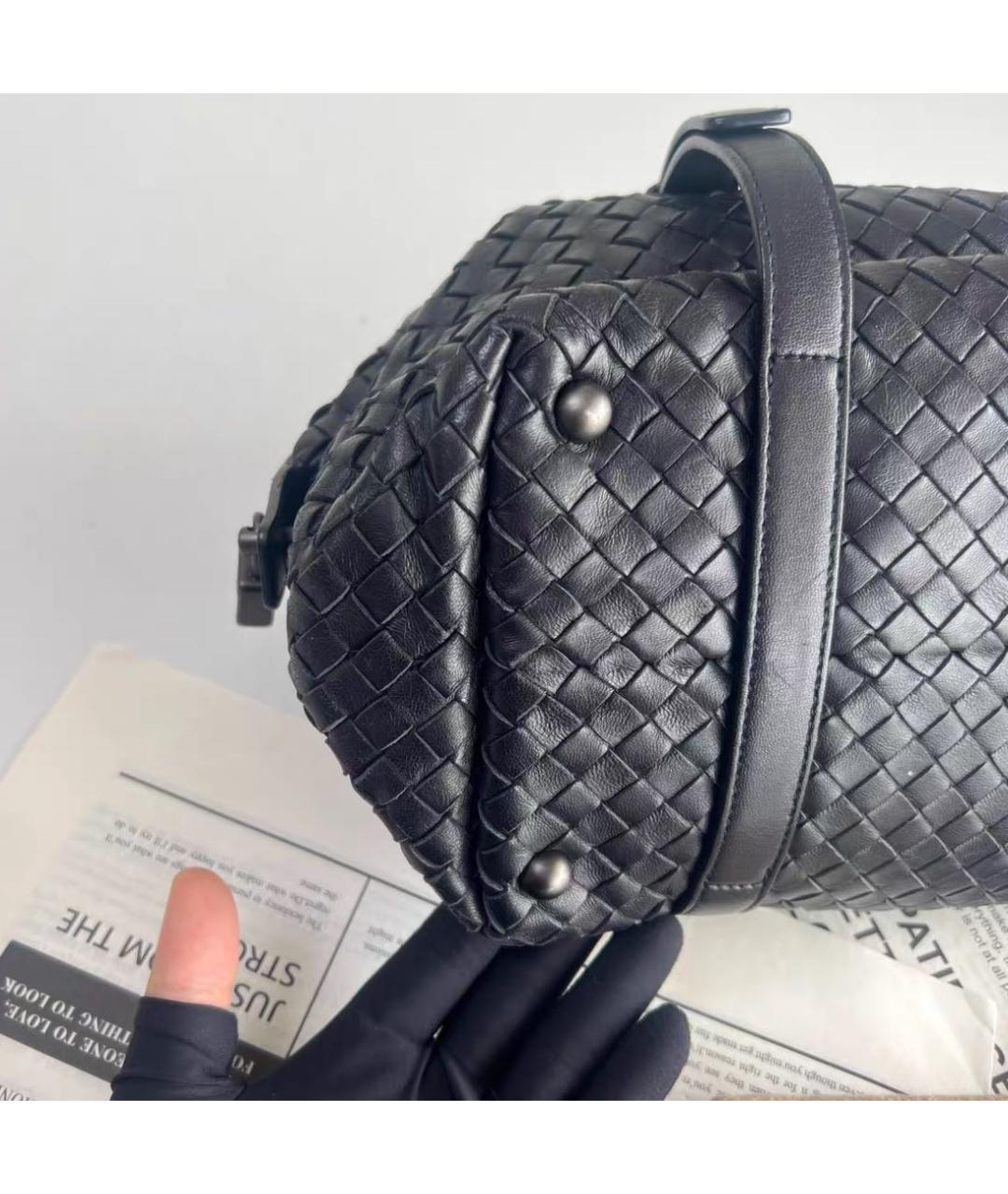 BOTTEGA VENETA Черная кожаная сумка через плечо, фото 7