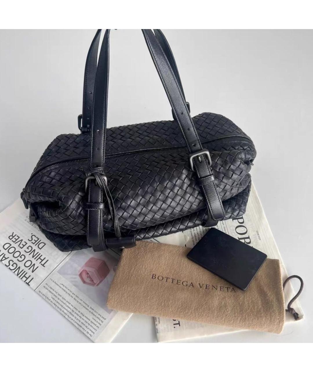 BOTTEGA VENETA Черная кожаная сумка через плечо, фото 2